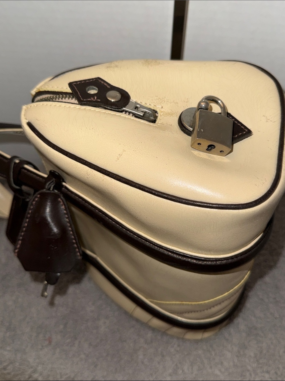 Etro Cream and Dark Brown Leather Bowling Satchel - Picture 8 of 12